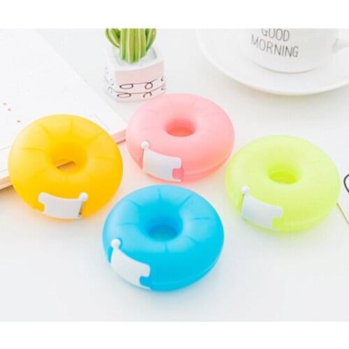 1pc Cartoon Tape Dispenser Stationery Portable Donut Tape Holder Invisible Tape