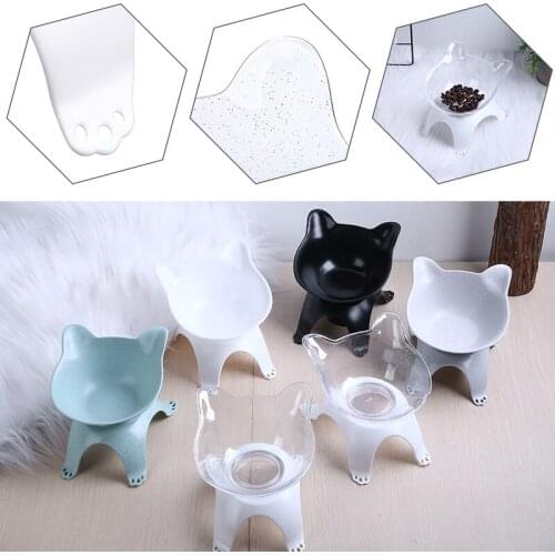 1pc Plastic Cat Food Bowls Non-slip With Raised Stand Cats Dogs Feeders For Home Supplies 18*15*15cm