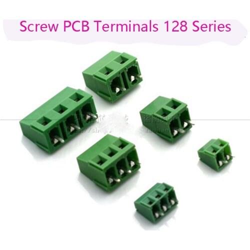 10pcs/lot Screw PCB Terminals FK128-5.0mm Iron Normal 2P 3P Green