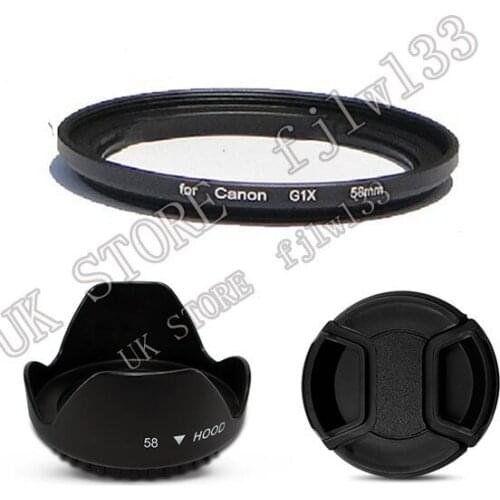 100% GUARANTEE 58mm Accessory Lens Hood & Cap +58mmG1X For Canon G1X Camera Replaces FA-DC58C