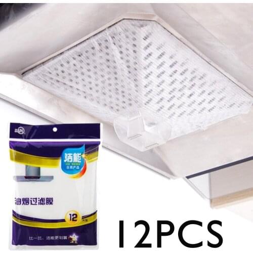 12pcs/set Universal Kitchen Absorbing Paper Non-woven Anti Oil Cotton Filters Cooker Hood Extractor Fan Filter Non-woven 65gA