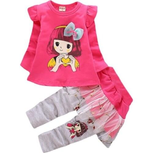 Spring Autumn Baby Girl Clothes Suit Cute Children Fashion Cartoon T-Shirt Pants 2Pcs/Set Toddler Sports Costume Kids Tracksuits