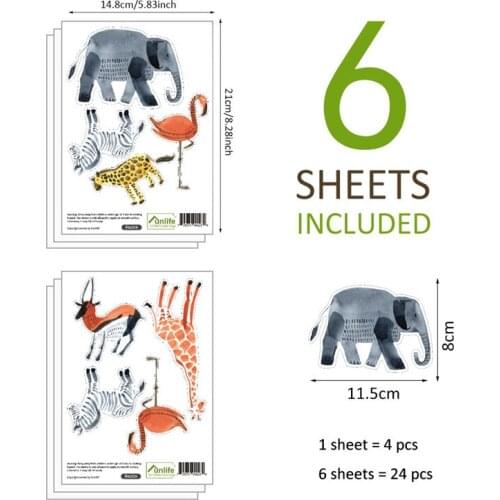 24PCS Scandinavian Style Wall Stickers Cartoon Animals Wall Decal For Kids Living Room Bedroom Classroom Wall Decor High Quality