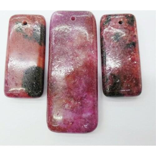 3Pcs/set 50x20x7mm/35x15x6mm Wholesale Natural Purple Chalite Oblong Pendant Bead DIY Jewelry Accessories S895