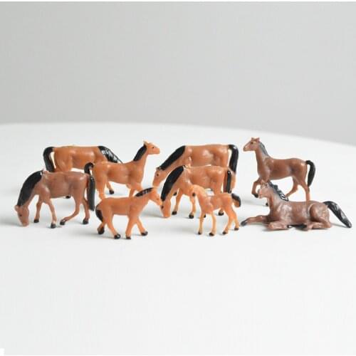 30pcs HO Scale Model Painted Farm Animals Horse Pasture Grassland Landscape Garden Sand Table Layout Toys Diorama Plastic