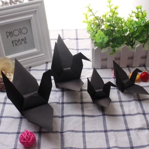 50Pcs 15CM Black Premade Origami Paper Crane Folded DIY Garland For Wedding Party Birthday Decorations Party Gift