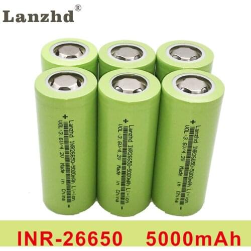 6PCS 26650 rechargeable battery 3.7V 50A 5000mA battery lithium batteries 26650 Suitable for Power Tools flashlight
