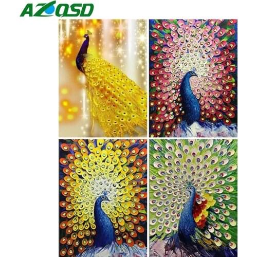 AZQSD Diamond Painting Peacock Cross Stitch 5D Rhinestones Diamond Embroidery Animal Mosaic Handicraft Gift Home Decoration