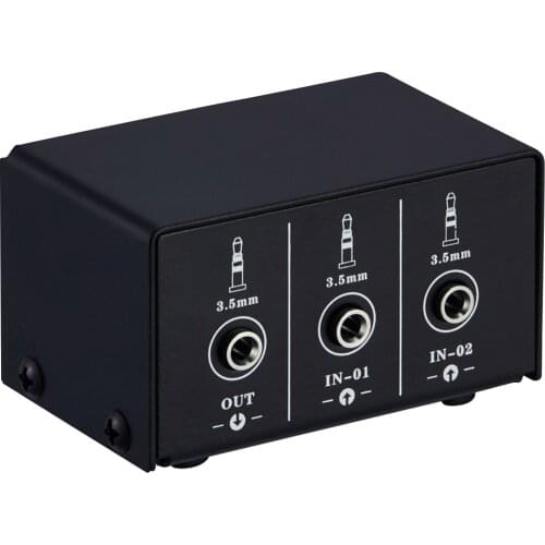 LINEPAUDIO Audio Switcher 3.5mm 2 in 1 Out / 1 in 2 Out A/B Switch Stereo Audio Splitter Box with No Distortion 3.5mm Jack