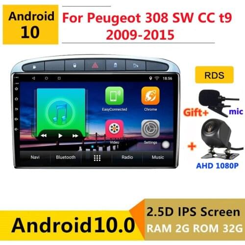 Android 10 Car DVD Multimedia Player GPS For Peugeot 308 sw cc t9 2009 2010 2011 2012 - 2015 audio auto radio stereo navigation
