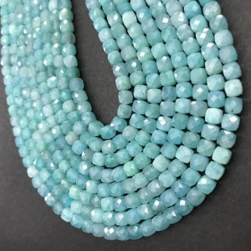 Free Shipping Natural Faceted Russian Amazonite Nugget Cube Bead Healing Stone Jewelry Gems Making DIY Bracelet & Necklace 4-5mm