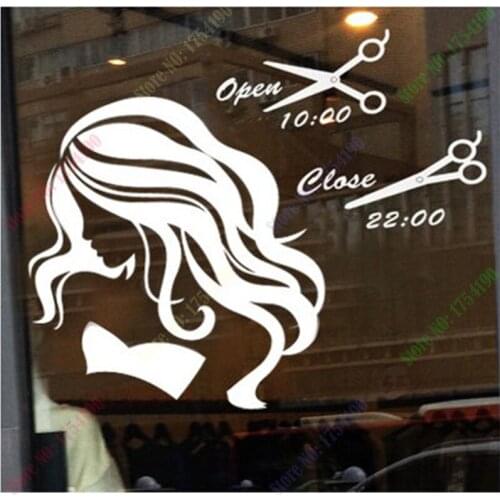 Free Shipping sex girls lady Hair Salon wall stickers glass decals for pub shop home decor