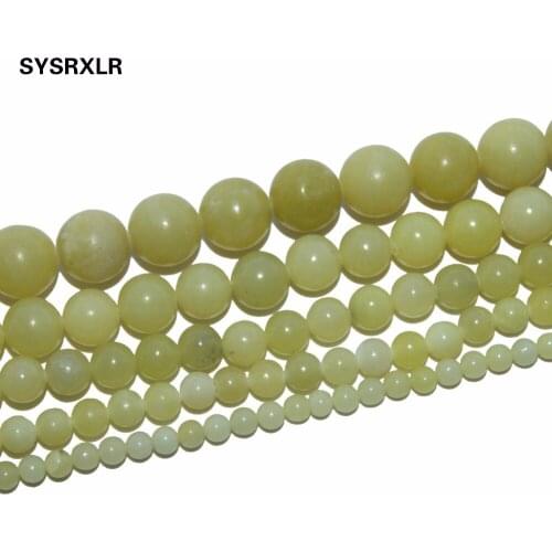 Free Shipping Yellow Lemon Jadee Chalcedony Natural Green Stone Beads For Jewelry Making DIY Bracelet Necklace 4 6 8 10 12 MM