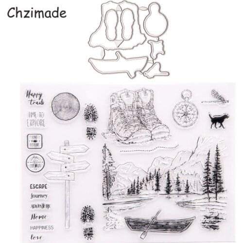 Chzimade Christmas Tree Clear Stamps and Cutting Dies for Card Diy Scrapbooking Photo Album Decorative Paper Crafts