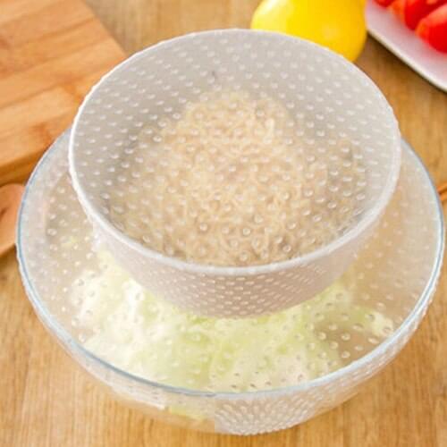 Home Kitchen Tool Clear Square Reusable Silicone Food Wrapper Seal Cover Film Reusable plastic wrap