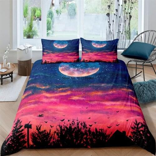 Home Textiles Duvet Cover Comforter Covers Bedding Sets Pillowcases Moon Night Scene Single Double Queen King Size Bedding Set