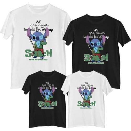 Disney Lilo & Stitch T-shirt Comfortable Breathable 100% cotton Fashion clothes for teens dad Kids clothes Family clothing sets