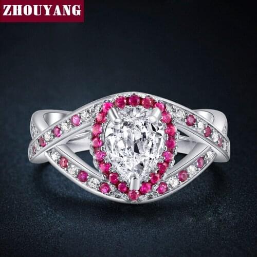 Pear-shaped Cut Cubic Zirconia Silver Color Fashion Wedding Party Jewelry For Women Girl Chirstmas Gift ZYR602