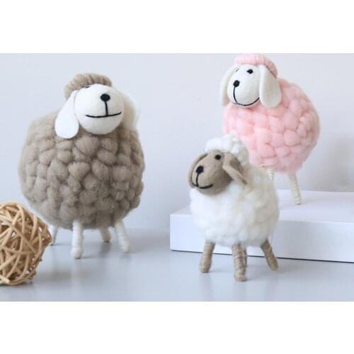 Personality Cute Faux Wool Felt Creative Sheep Crafts Living Room Bedroom Ornament Room Table Decoration Perfect Gift