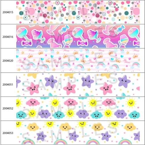 Beautiful Cloud Pattern Printed Grosgrain/Satin Ribbon 5 Yards 25mm/38mm/50mm/75mm for DIY Sewing & Hair Bow Accessories