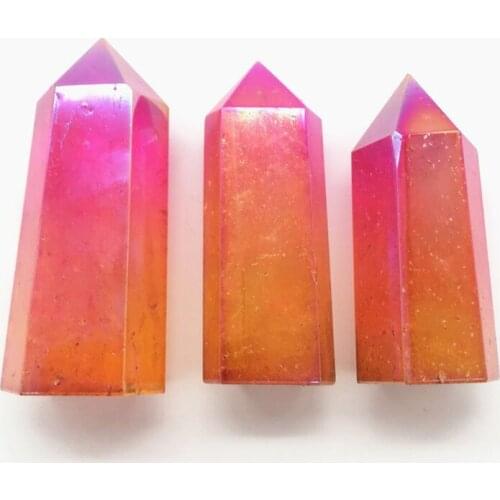 Beautiful aura quartz crystal wand Point healing stone crystals for gift