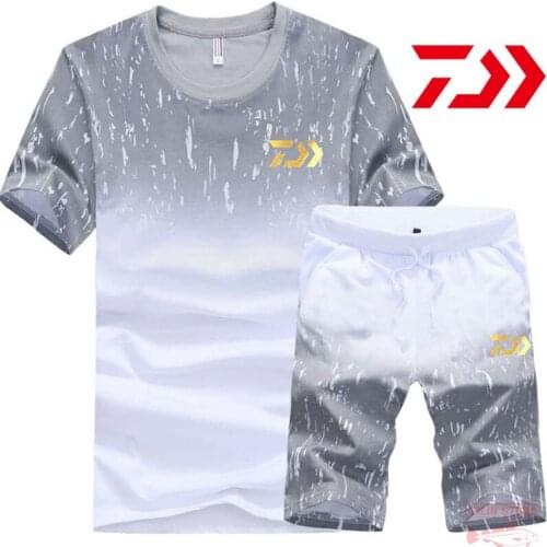 Daiwa Summer New Mens Fishing Short Sleeve Suit Clothes Outdoor Breathable Sports Suits Quick-drying T-shirt Fishing Clothes