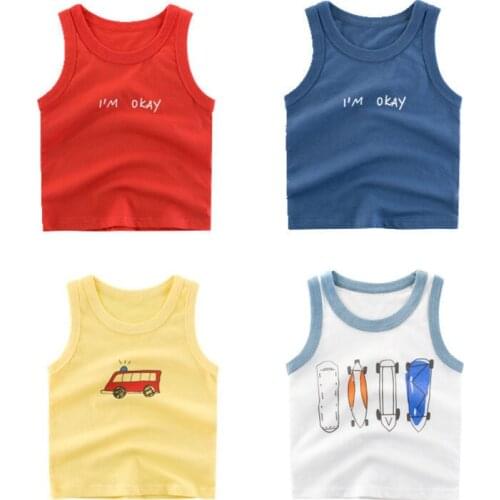 2019 Summer Boys T- Shirts Cartoon Kids Underwear Girls Undershirts Baby Sleeveless T-shirts Vest Baby Boys Girls Casual Clothes