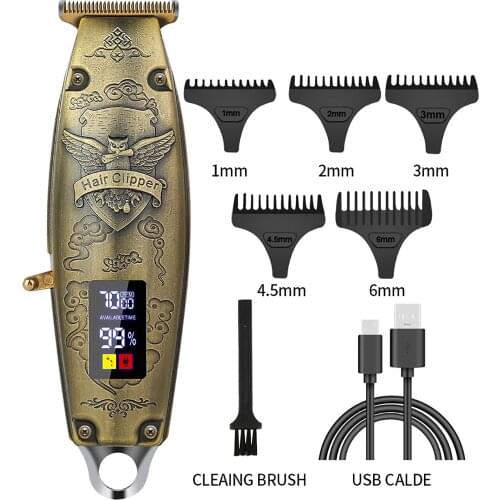 Professional barber Hair trimmer & cutting machine LCD Display hair Clipper T-blade 0mm Beard trimmer and electric shaver forMen