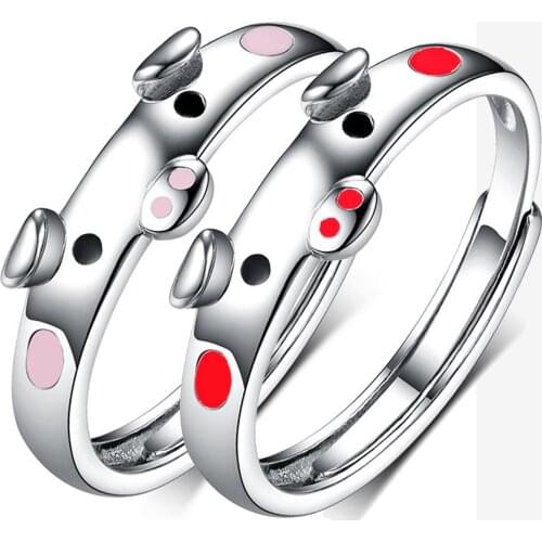 Megin D Romantic Lovely Pig Zodiac Silver Piating Rings for Men Women Couple Family Student Friend Fashion Design Gift Jewelry