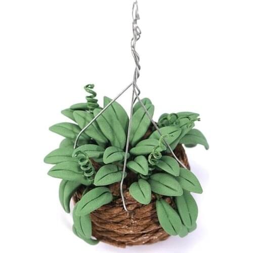 Mini Green Plant For Doll Houses Garden Decoration Accessories 1:12 Dollhouse Simulation Hanging Potted Plants Furniture Model