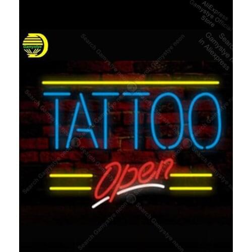 NEON SIGN For Tattoo Open REAL GLASS BEER BAR PUB shop anuncio luminoso neon signboard Light Advertisement Neon Indoor Signs