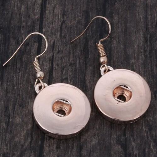 New Snap Earring 18mm Rose Gold Snaps Button Earring DIY Drop Earrings For Women Fitting Jewelry