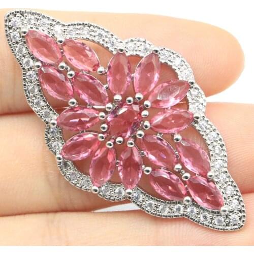 56x35mm SheCrown Big Oval Gemstone 17.3g Created Smoky Topaz Womans Silver Pendant Daily Wear