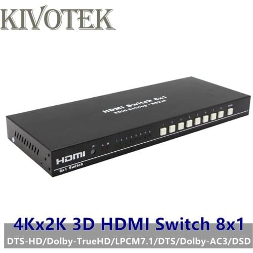 8 Ports HDMI Switch Switcher Adapter 8x1 4K*2K 3D HD1080p AC3/DSD IR RC Control Female Connector For DVD PS34 HDTV Free Shipping