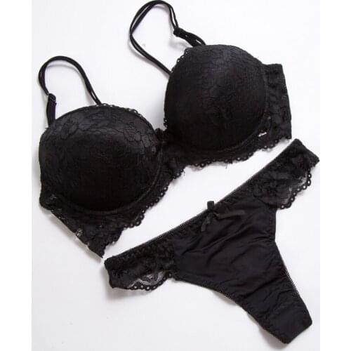 Sexy plus-size lace bra thong set for womens underwear