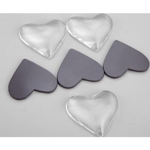 10sets Heart Clear glass dome cabochon 40mm + Fridge Magnet Sticker DIY Craft Flat-back Jewelry making decoration cameo Hicello