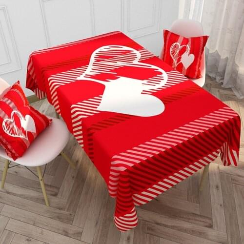 Rectangular Tablecloth Red Plaid Valentine Waterproof stain Table Cloth oilcloth Party dining Table cover For home kitchen 0045