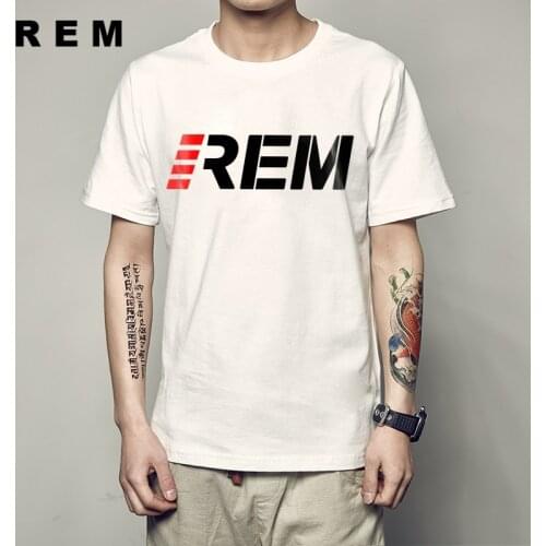 REM New arrival T shirt men brand clothing fashion letter T-shirt male quality cotton casual stretch Tshirt