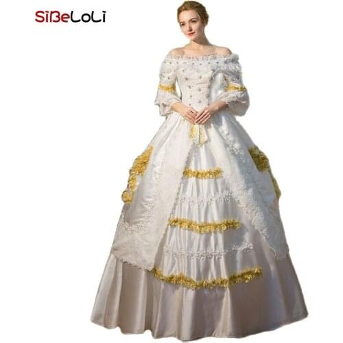 Christmas Victorian Rococo Wedding White Dress Inspiration Maiden Costume Medieval Dress Renaissance Masquerade Dress