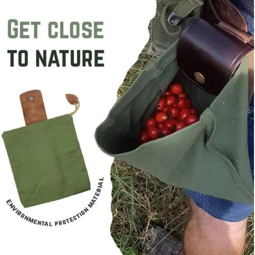 Garden Canvas Bushcraft Bag Leather and Canvas Bushcraft Bag Garden Fruit Picking Bag Outdoor Camping Storage Bag
