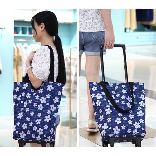Folding Shopping Pull Cart Trolley Bag With Wheels Eco Large Food Supermarket Vegetables Bags Reusable Grocery Shopping Bags