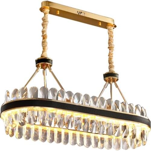 Art Deco Postmodern Oval Gold Stainless Steel Crystal Chandelier Lighting Lustre Suspension Luminaire Lampen For Dinning Room