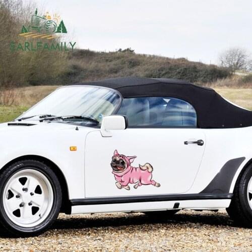 EARLFAMILY 43cm x 35.7cm for Pug Car Stickers Car Assessoires Decals Vinyl Material Sunscreen Windshield For JDM SUV RV