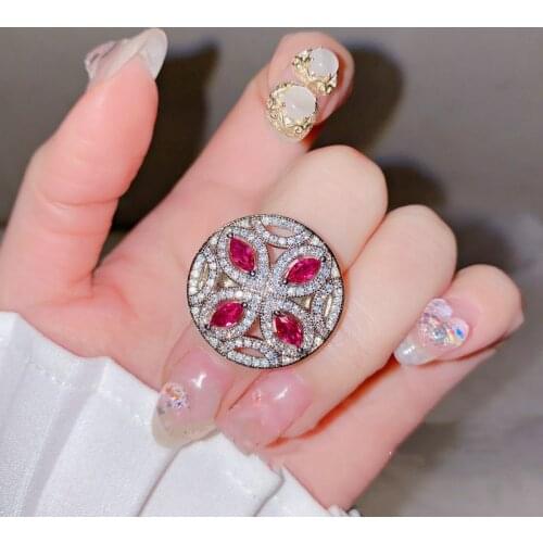 Vintage Fashion Ruby Gemstone 925 Silver Wedding Rings for Women Delicate Red CZ Silver Finger Rings Christmas Party Gift