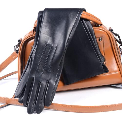 30cm-80cm Womens Ladies Real leather Double sides Leather Unlined Overlength Party Evening gloves long gloves Customizable