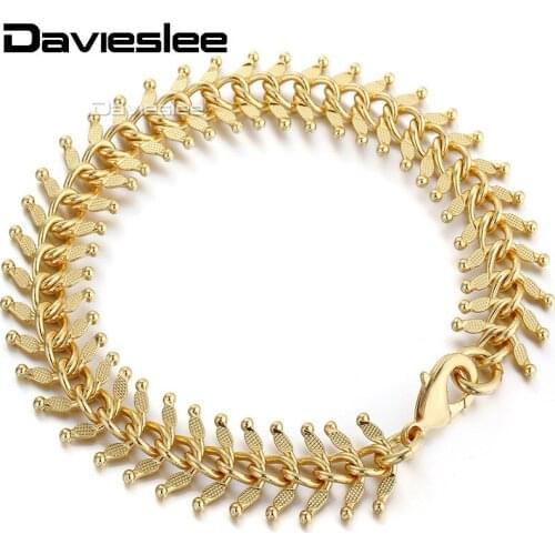 585 Rose White Gold Filled Womens Bracelet Chain Hammered Centipede Design 14mm 18-25cm GB275