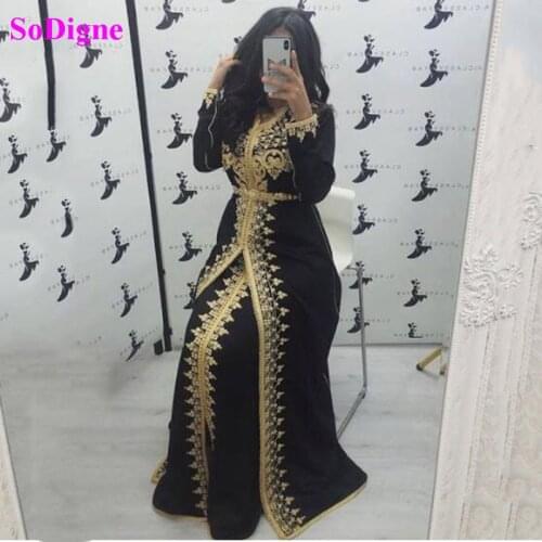 SoDigne Caftan Mermaid Evening Dress Velvet Algerian Special occasion Dresses Lace Appliques Muslim Evening Party Gowns