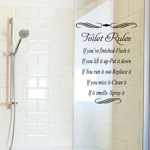1pcs New Removable Toilet Rules Wall Sticker Funny Bathroom Decals Wall Quotes Stickers Vinly Art Saying Decor Home Decorations