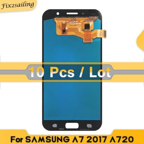 10Pcs/lot) Super AMOLED Lcd For Samsung Galaxy A7 2017 A720 A720F A720M LCD Display Touch Screen Digitizer Assembly Replacement