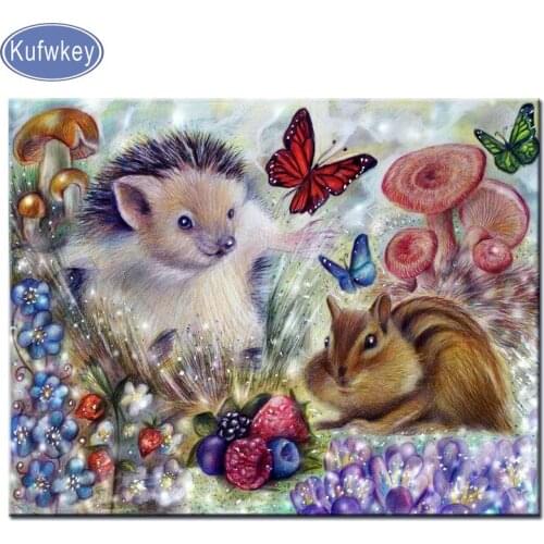100% Full 5D Diy Diamond Painting mosaic diamond embroidery hedgehogs Round Rhinestones Full Diamant Painting home Decoration